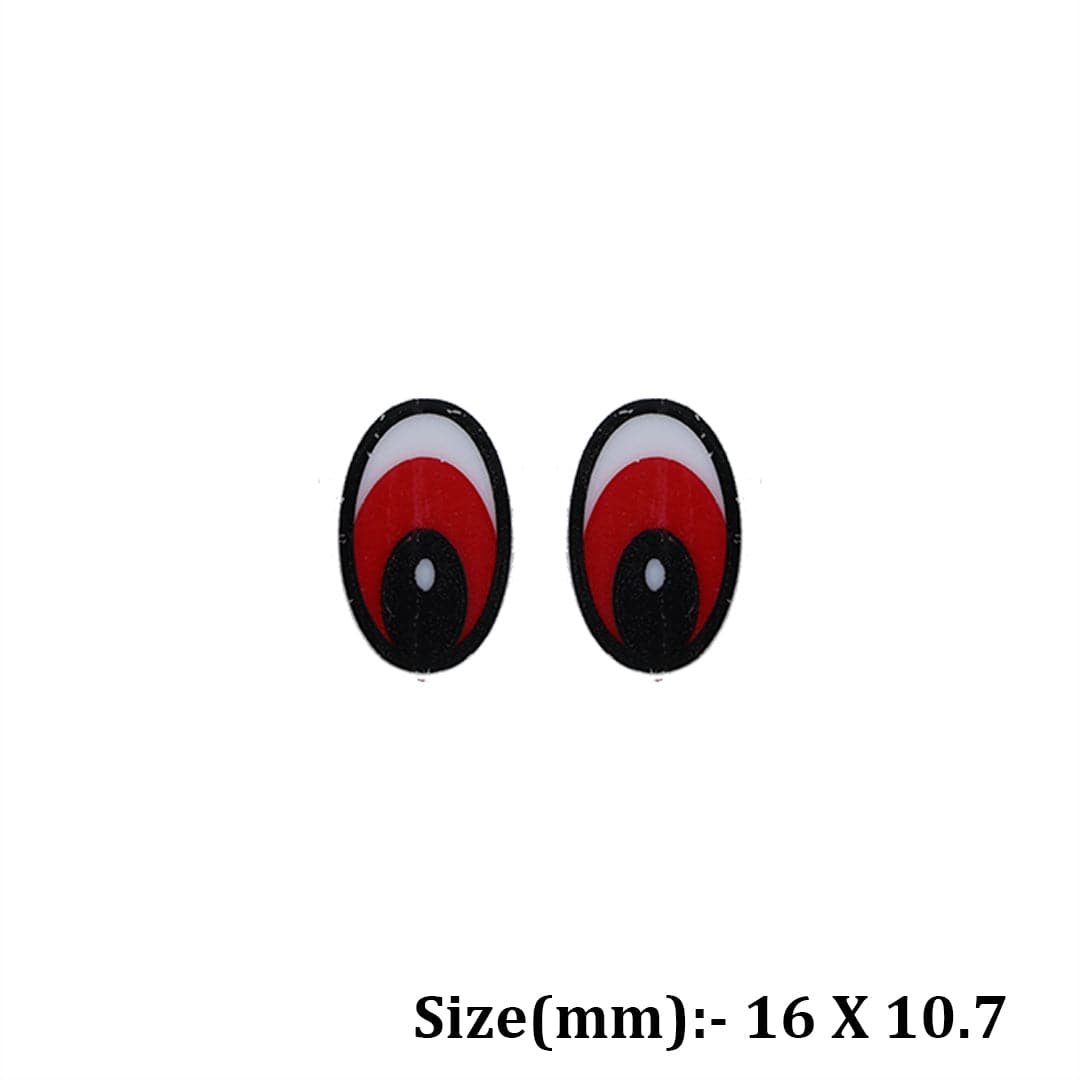 Crafteria Red 16 x 10.7mm Oval Eyes Flat Base