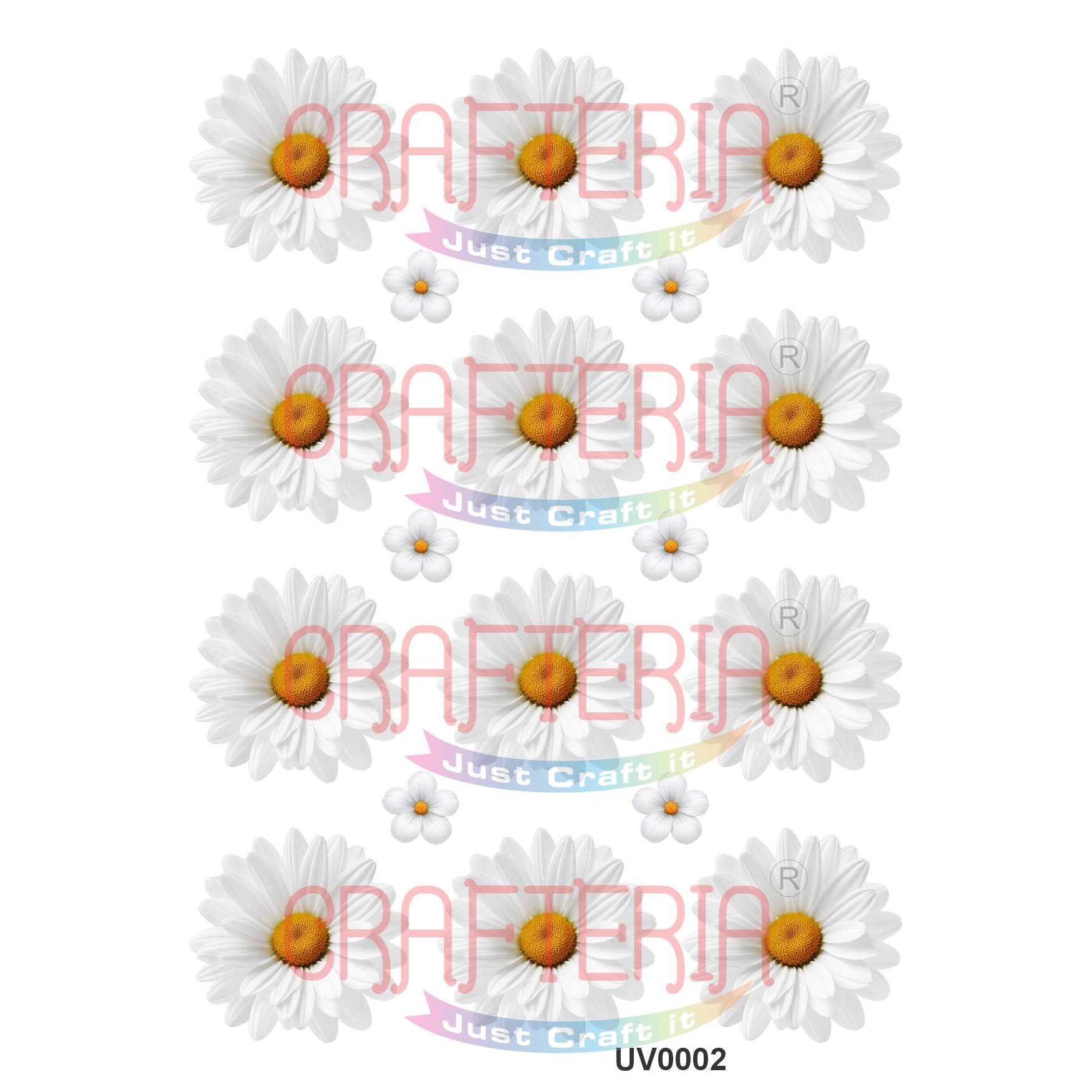 Crafteria White Daisy Flowers UV DTF Sticker