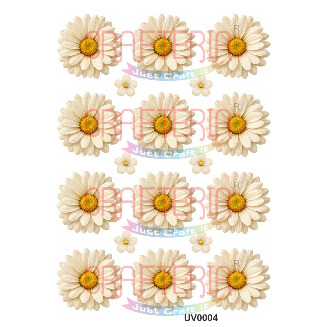 Crafteria Off White Daisy Flowers UV DTF Sticker