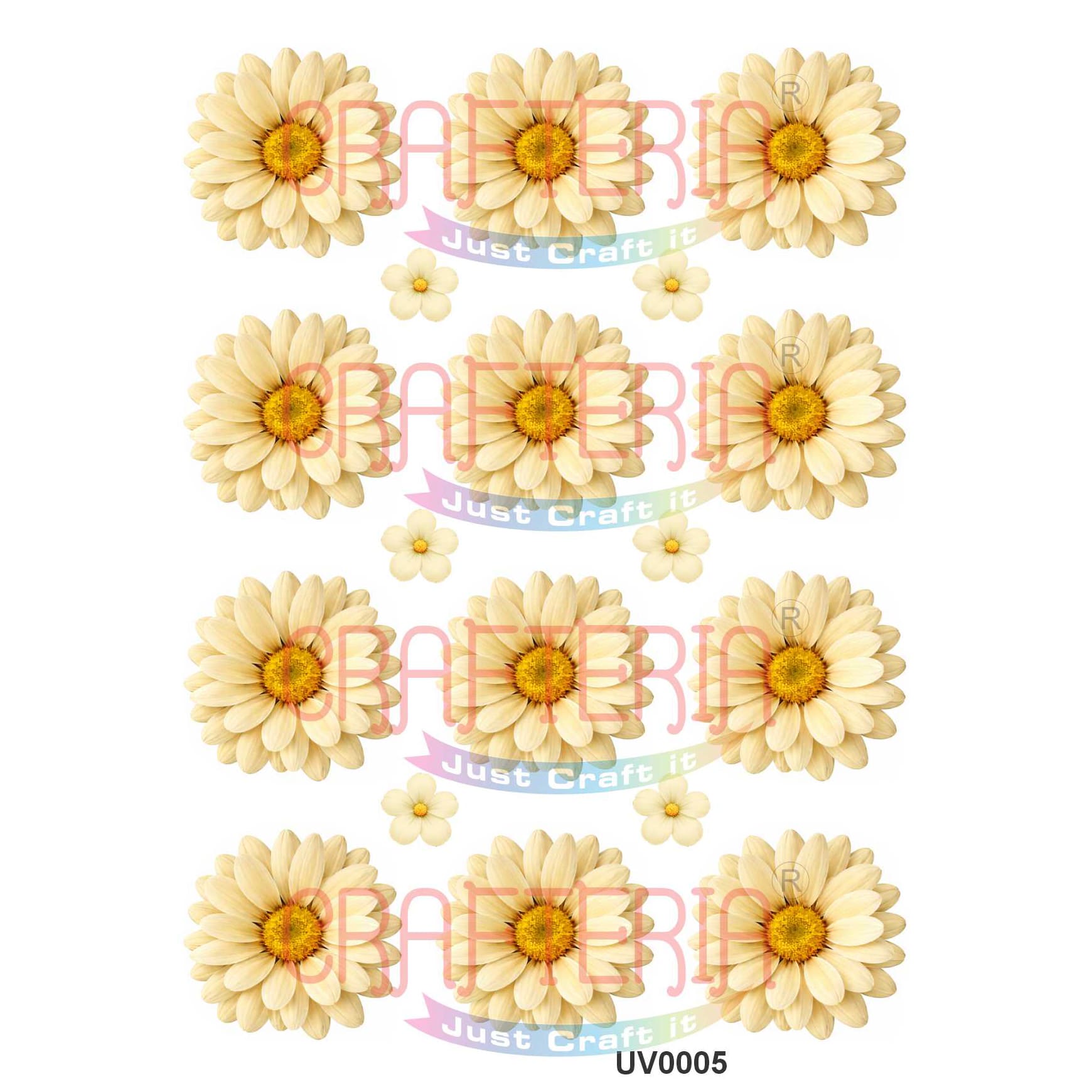 Crafteria Ivory Daisy Flowers UV DTF Sticker