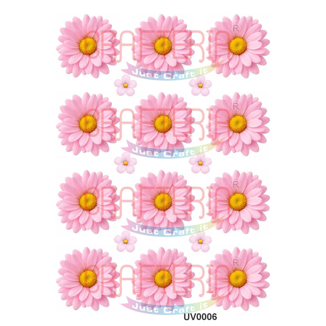 Crafteria L.Pink Daisy Flowers UV DTF Sticker