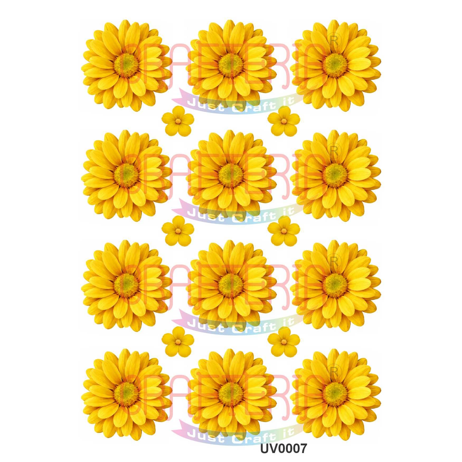 Crafteria Yellow Daisy Flowers UV DTF Sticker