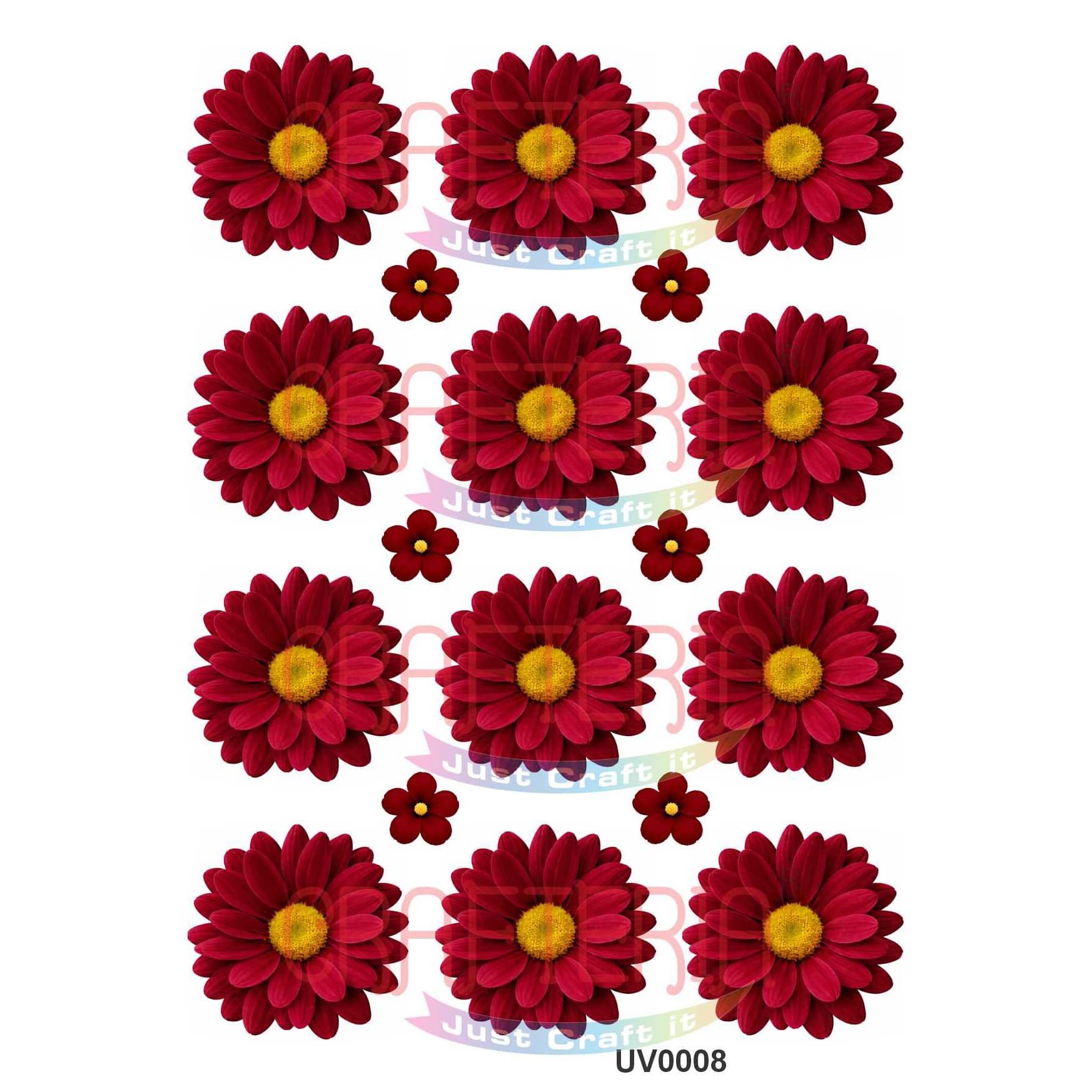 Crafteria Maroon Daisy Flowers UV DTF Sticker