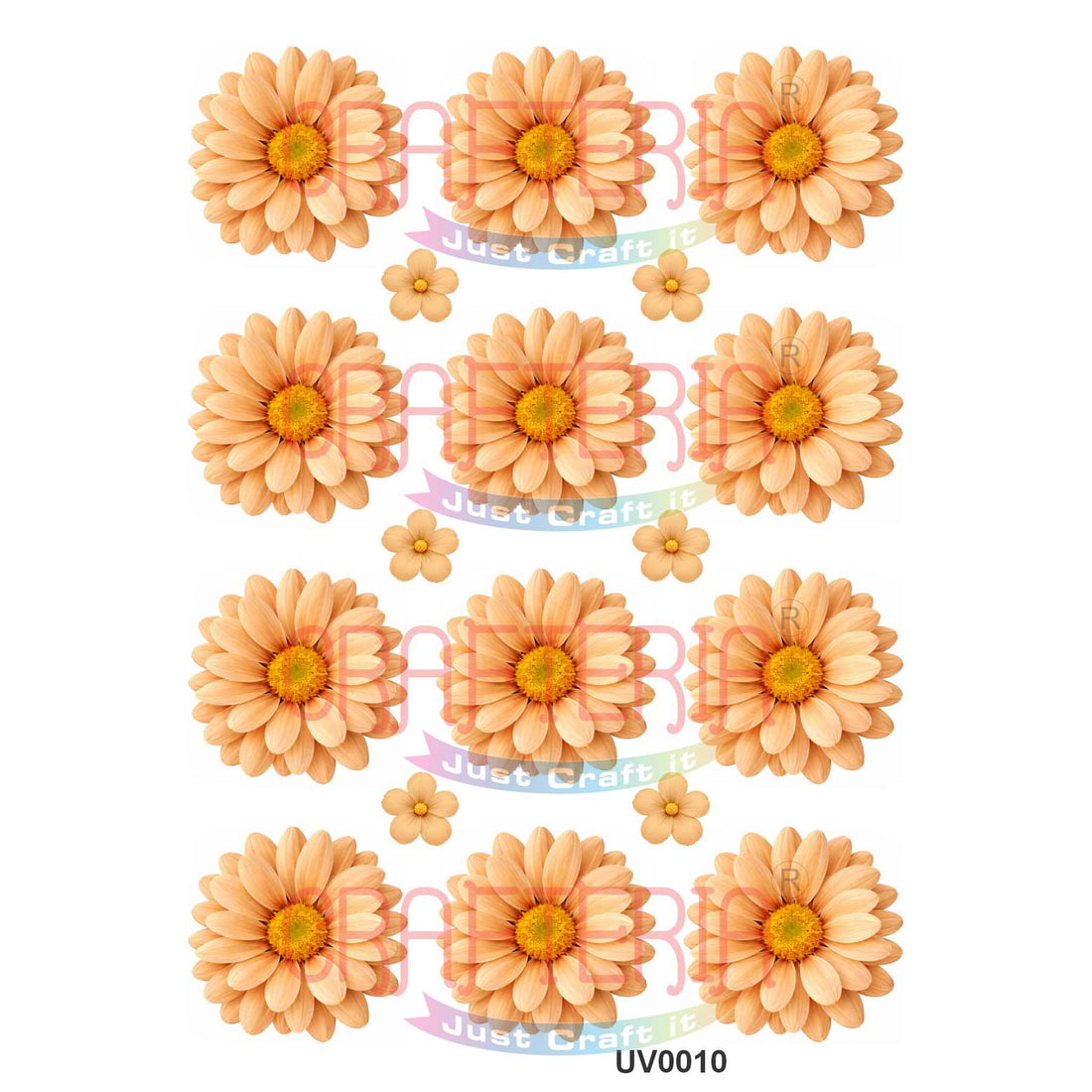 Crafteria Peach Daisy Flowers UV DTF Sticker