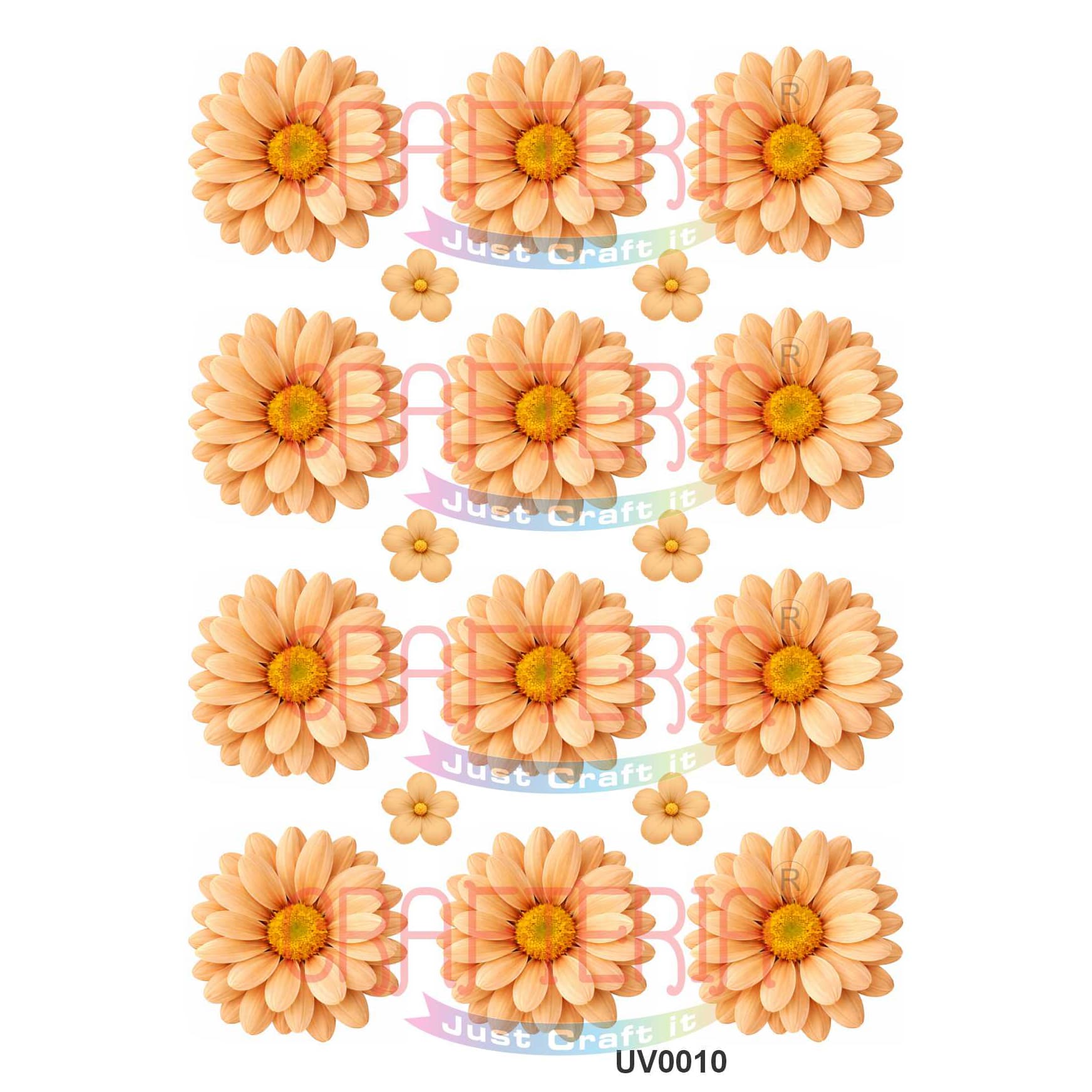 Crafteria Peach Daisy Flowers UV DTF Sticker