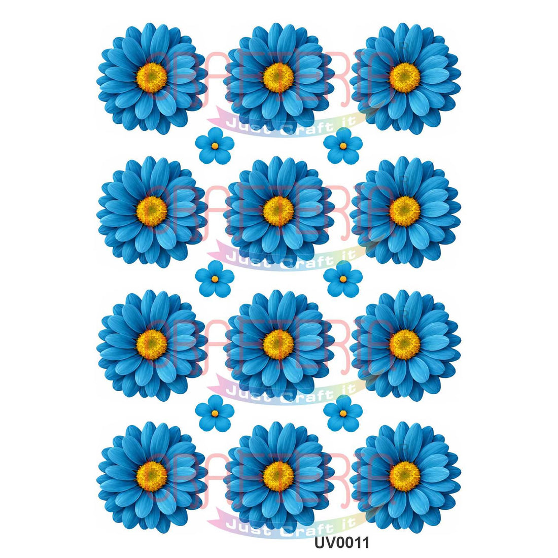 Crafteria Blue Daisy Flowers UV DTF Sticker