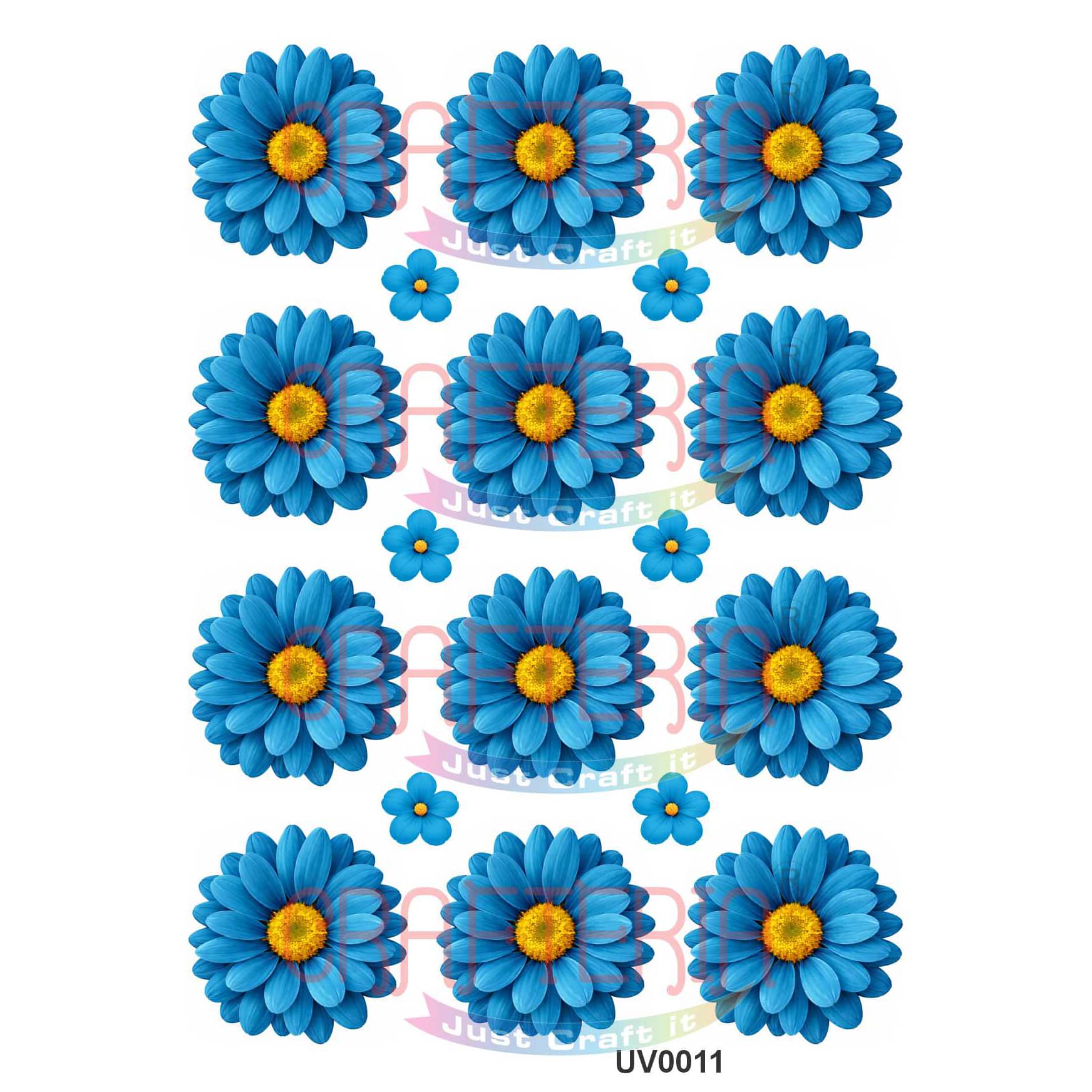 Crafteria Blue Daisy Flowers UV DTF Sticker
