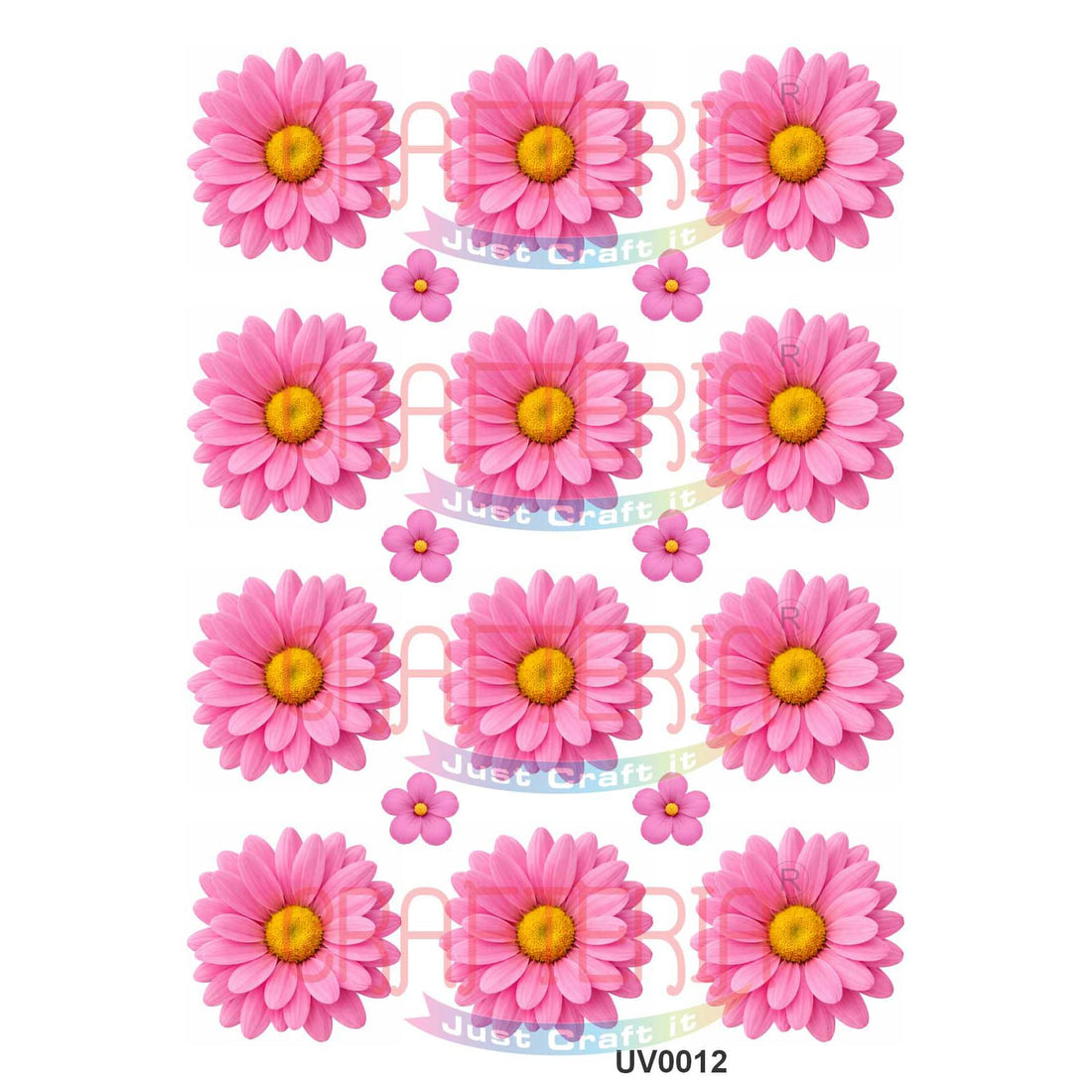 Crafteria M.Pink Daisy Flowers UV DTF Sticker