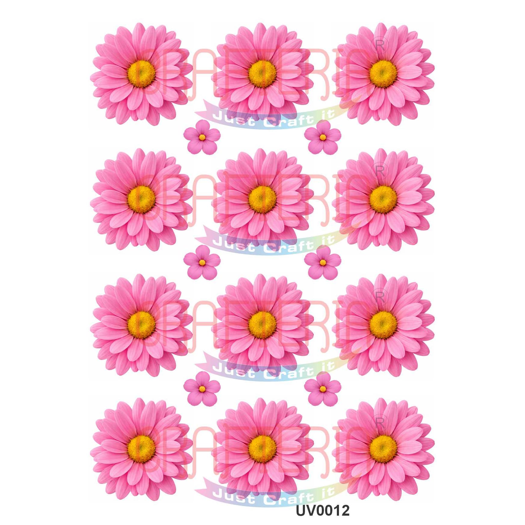 Crafteria M.Pink Daisy Flowers UV DTF Sticker
