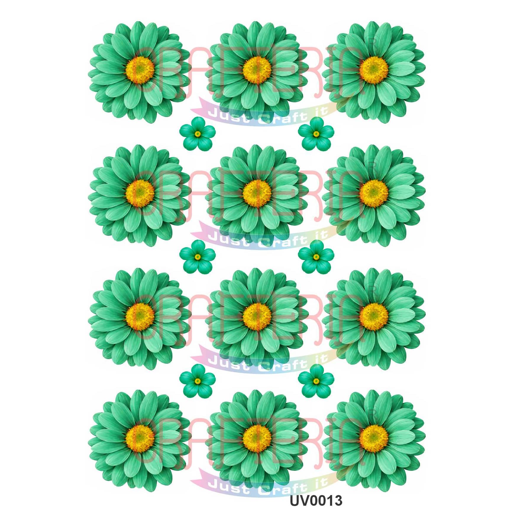 Crafteria Rama Green Daisy Flowers UV DTF Sticker