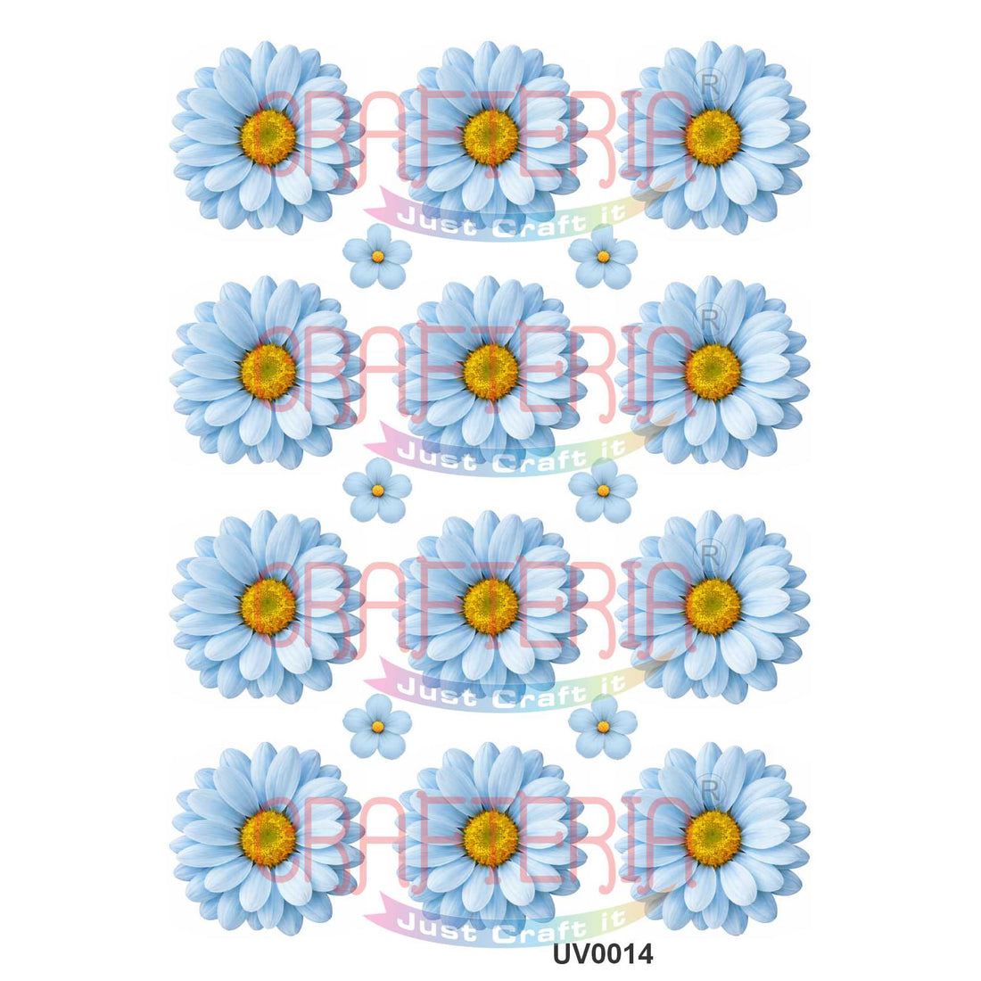 Crafteria L.Blue Daisy Flowers UV DTF Sticker