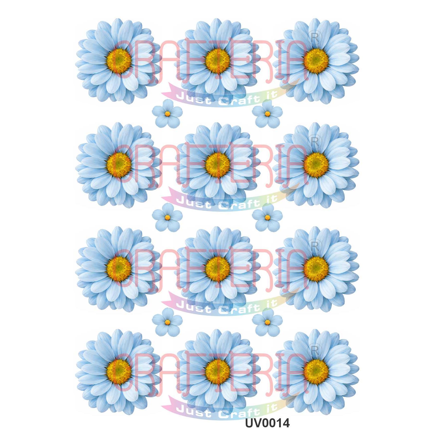 Crafteria L.Blue Daisy Flowers UV DTF Sticker