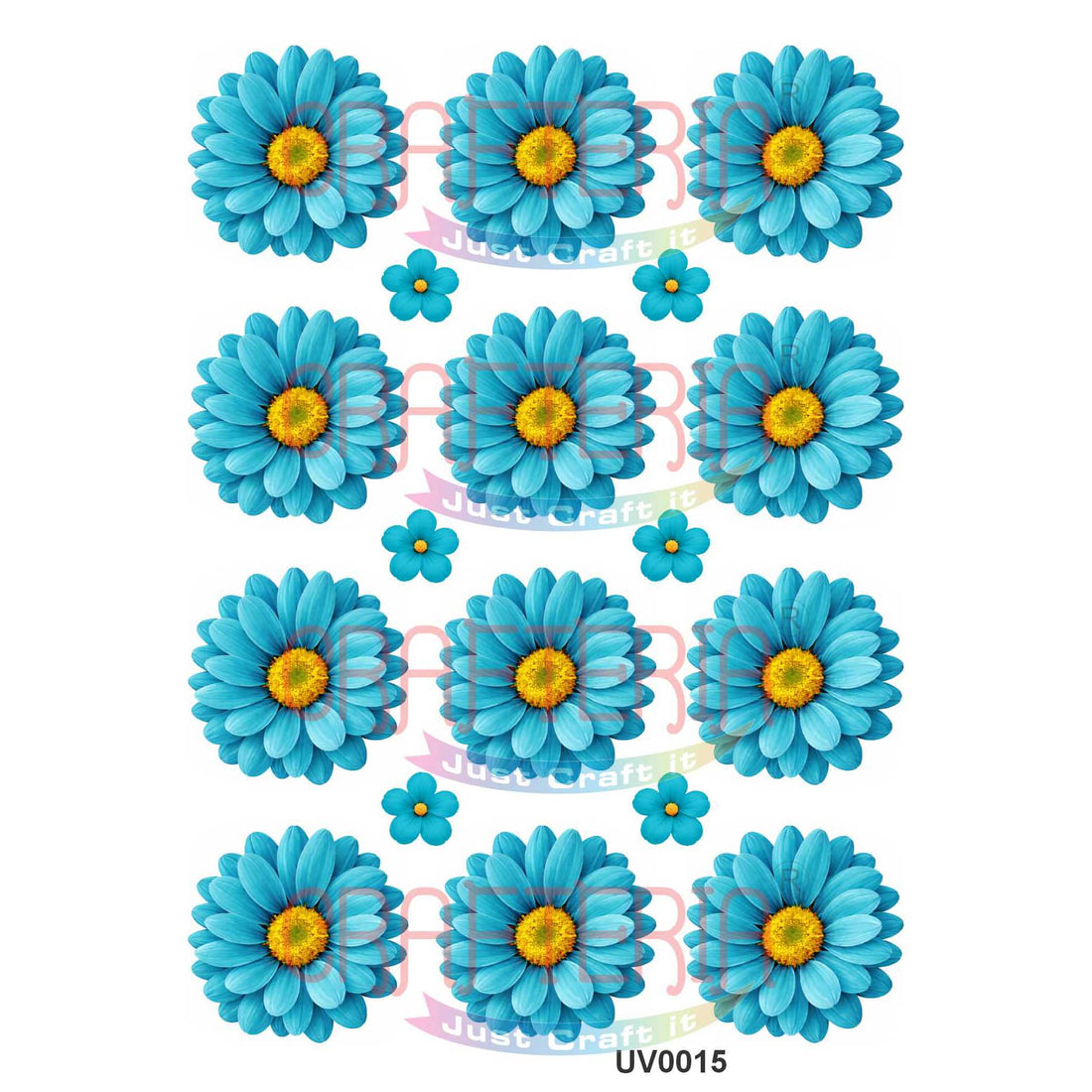 Crafteria Ferozi Blue Daisy Flowers UV DTF Sticker