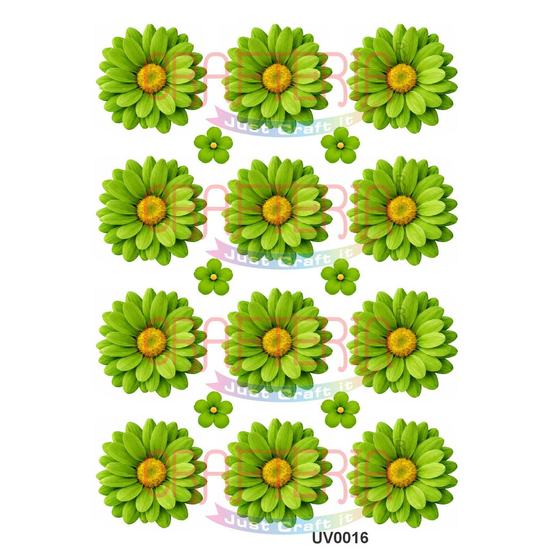 Crafteria Green Daisy Flowers UV DTF Sticker