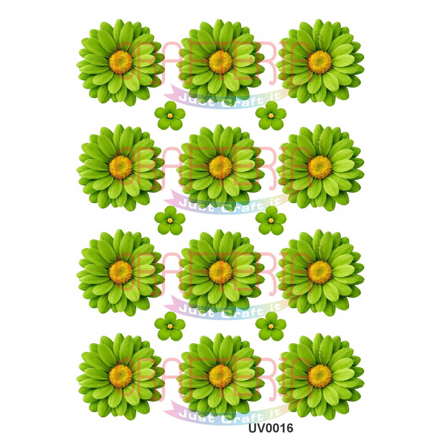 Crafteria Green Daisy Flowers UV DTF Sticker