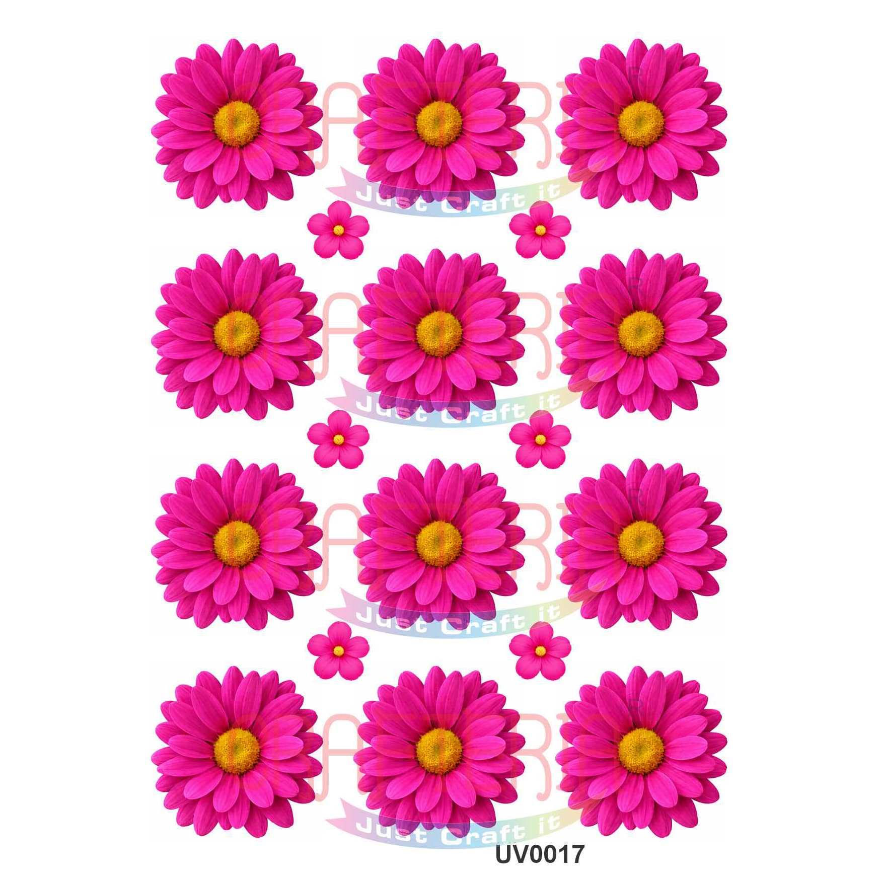 Crafteria Magenta Daisy Flowers UV DTF Sticker