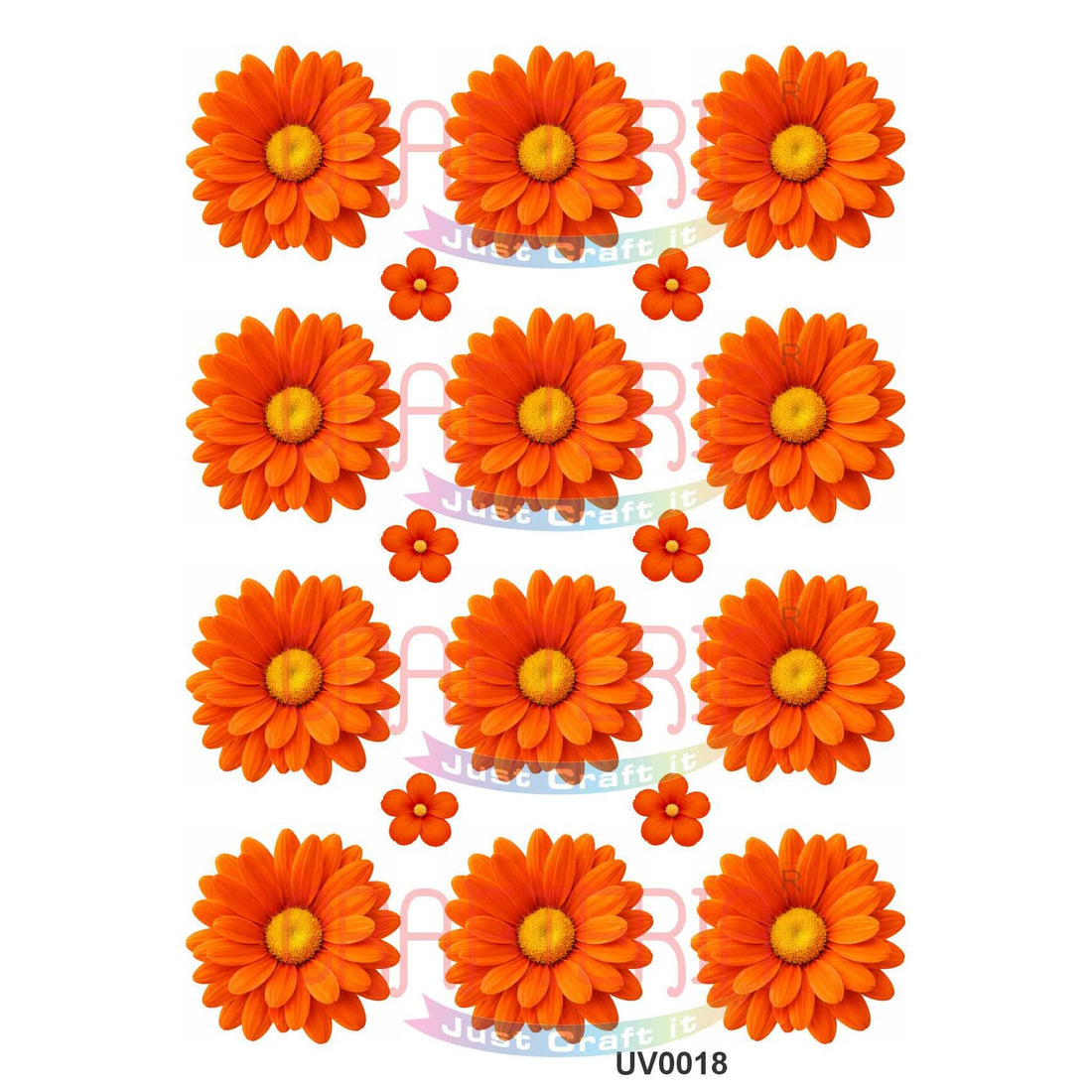 Crafteria Orange Daisy Flowers UV DTF Sticker