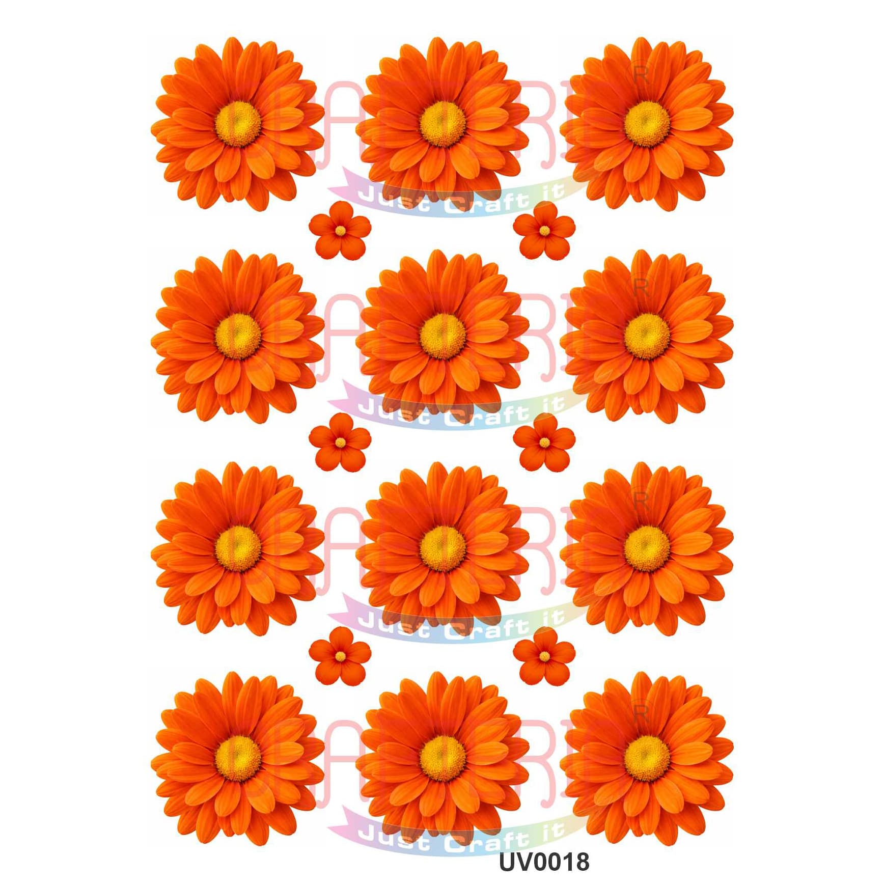 Crafteria Orange Daisy Flowers UV DTF Sticker
