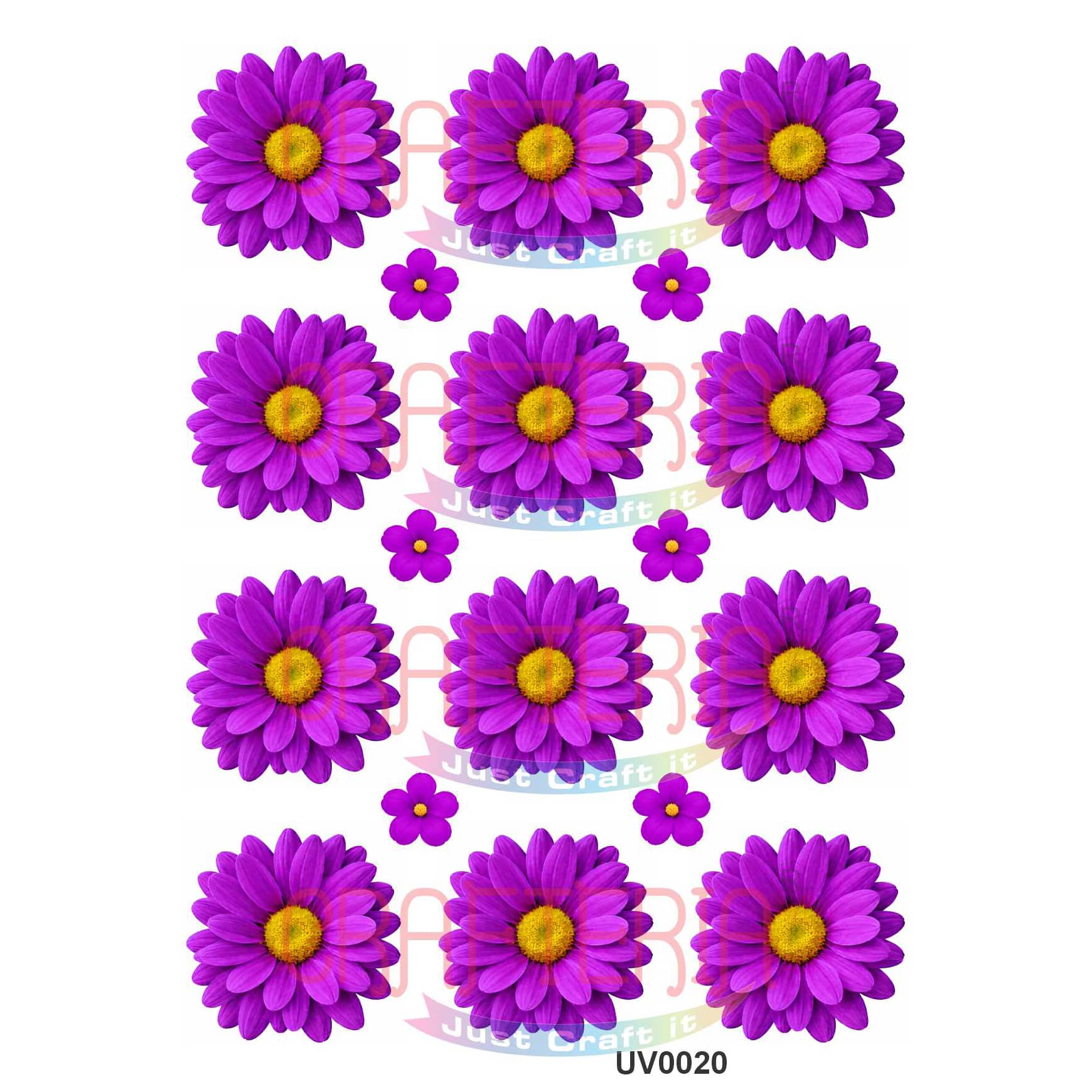 Crafteria Purple Daisy Flowers UV DTF Sticker