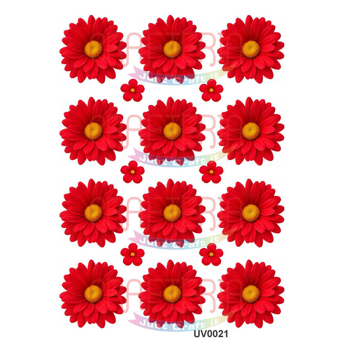 Crafteria Red Daisy Flowers UV DTF Sticker