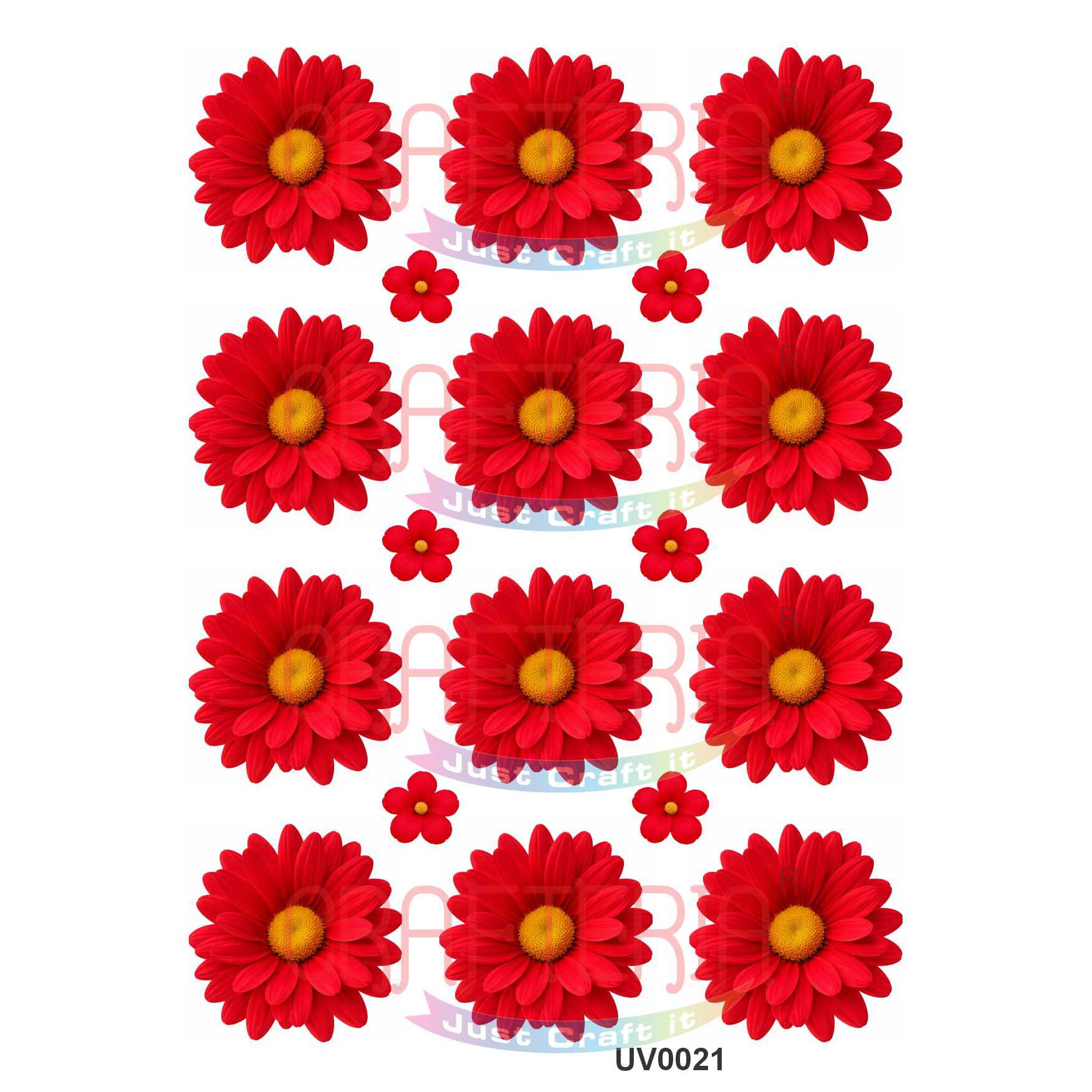 Crafteria Red Daisy Flowers UV DTF Sticker