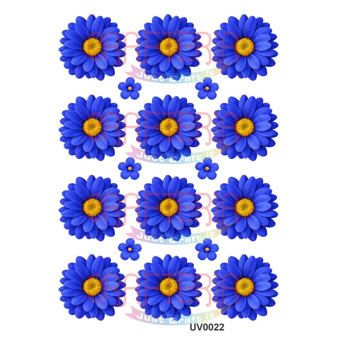 Crafteria Royal Blue Daisy Flowers UV DTF Sticker