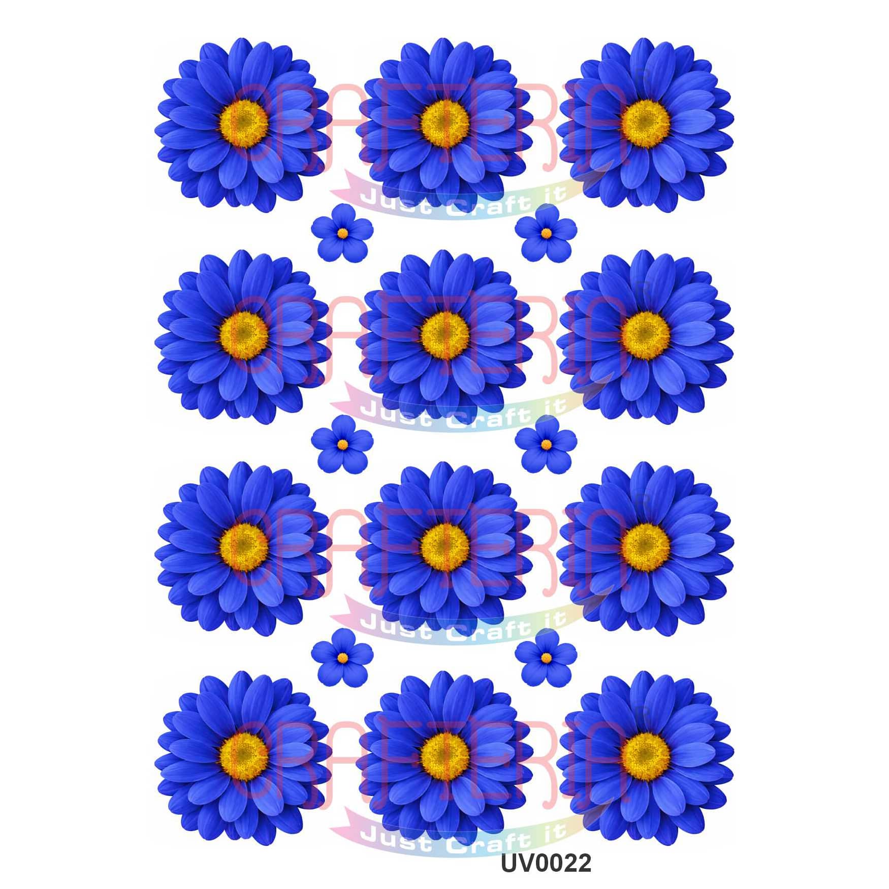 Crafteria Royal Blue Daisy Flowers UV DTF Sticker