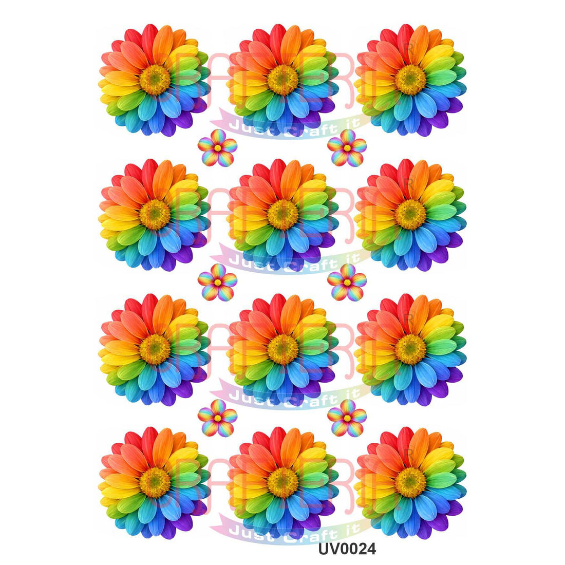Crafteria Rainbow Daisy Flowers UV DTF Sticker
