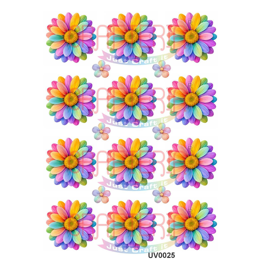 Crafteria Pastel Rainbow Daisy Flowers UV DTF Sticker