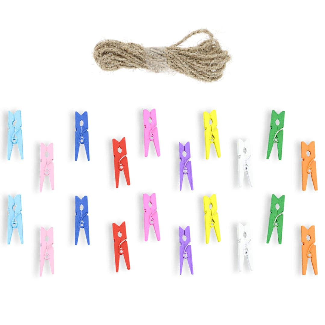 Crafteria 2.5Cm Multi Colour Wooden Clip (20Pcs)