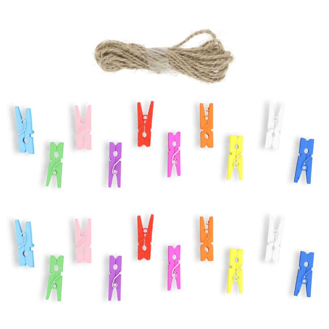 Crafteria 3Cm Multi Colour Wooden Clip (20Pcs)