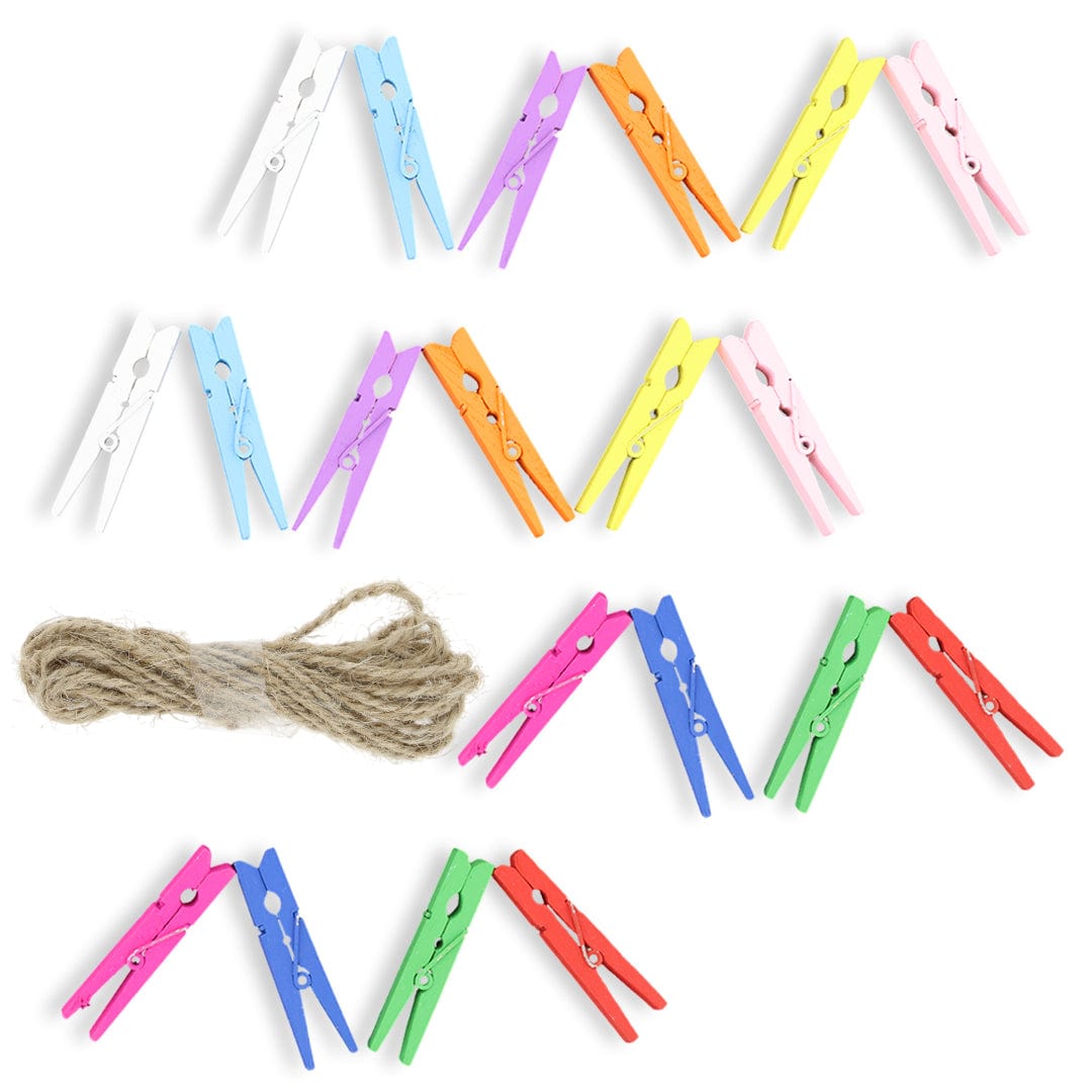 Crafteria 3.5Cm Multi Colour Wooden Clip (20Pcs)