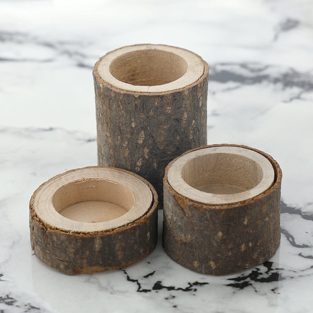 Crafteria Tree Stump Wooden Candle Holder Tea Light Holder