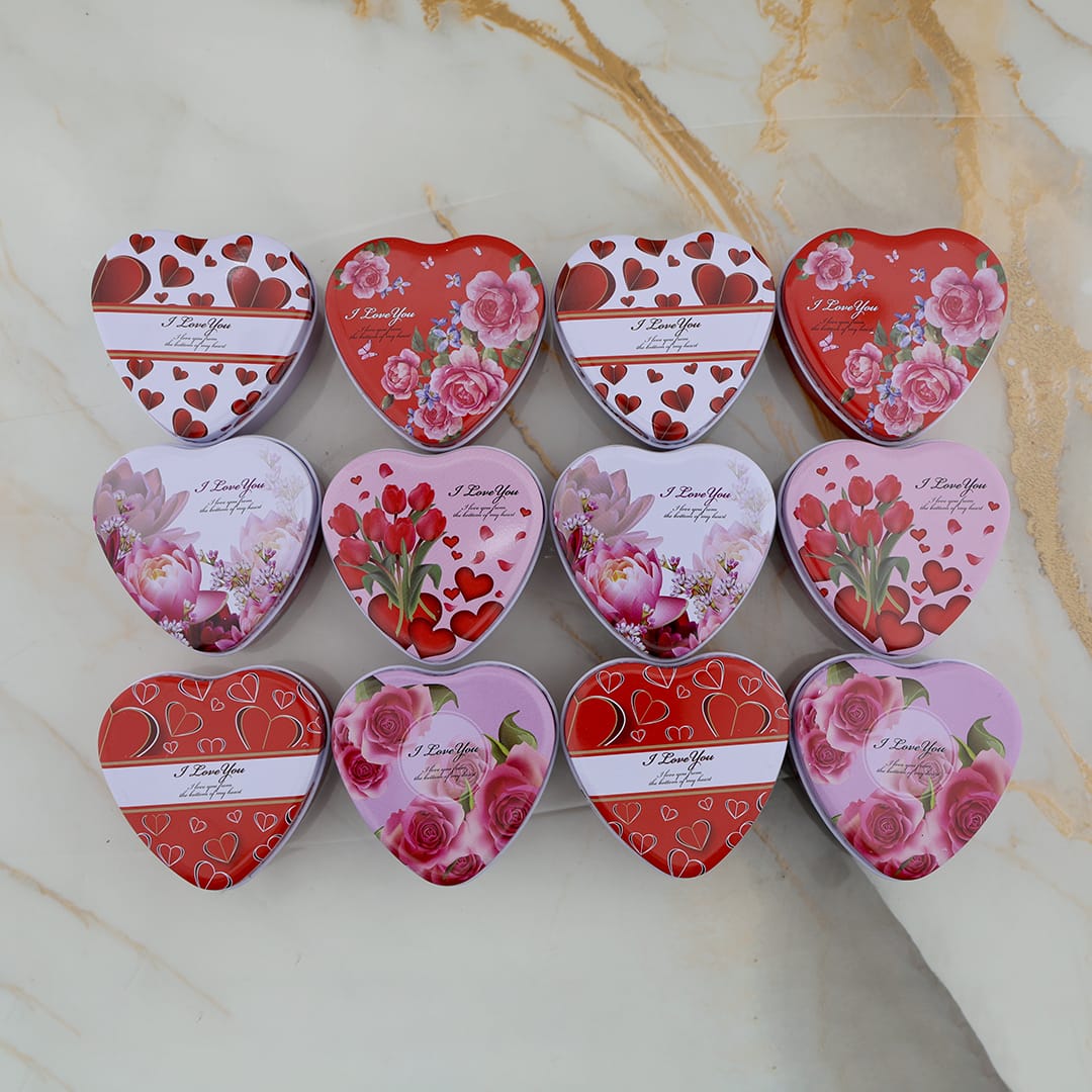Crafteria 12 Pcs Heart Shape Love Message Tin Jar