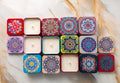 Crafteria 12 Pcs Square Shape Mandala Patten Tin Jar
