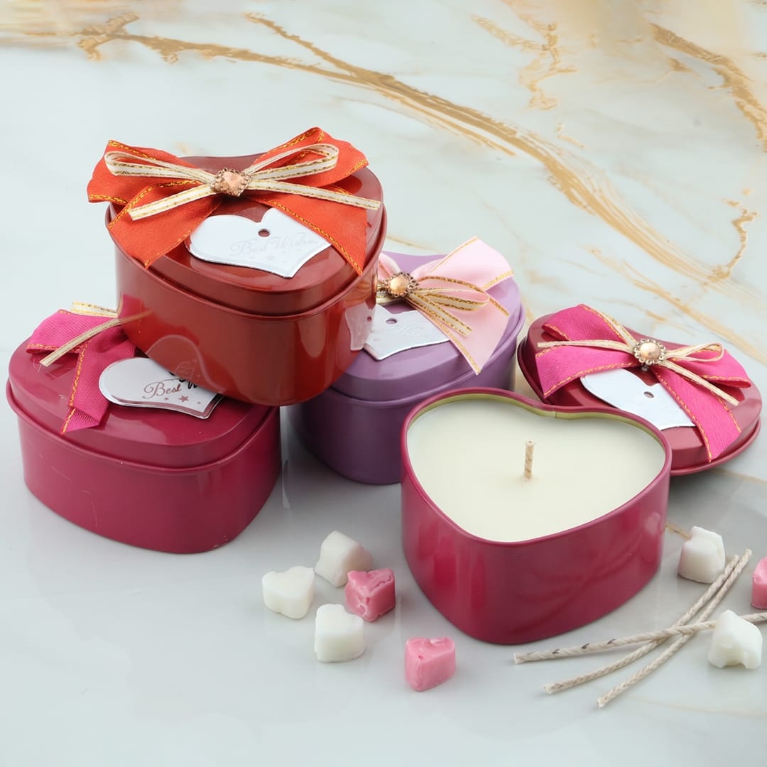 Crafteria 12 Pcs Heart Shape Best Wishes Tin Jar