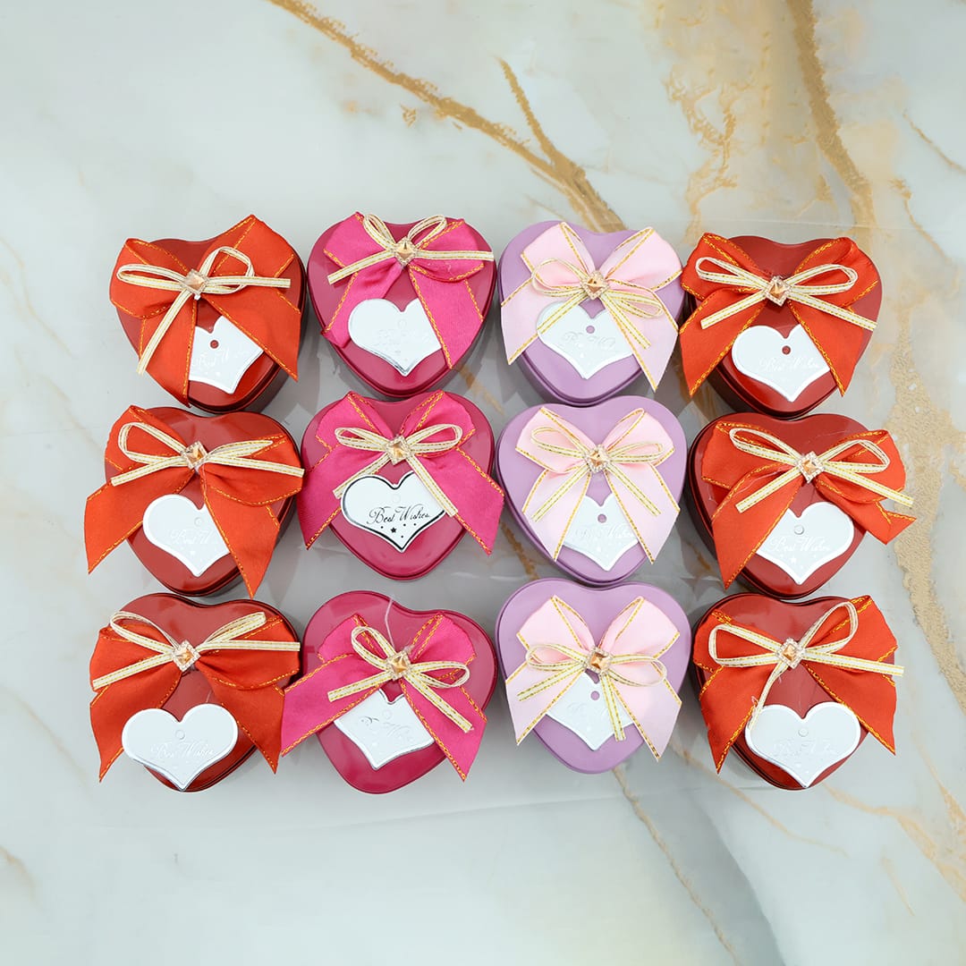 Crafteria 12 Pcs Heart Shape Best Wishes Tin Jar