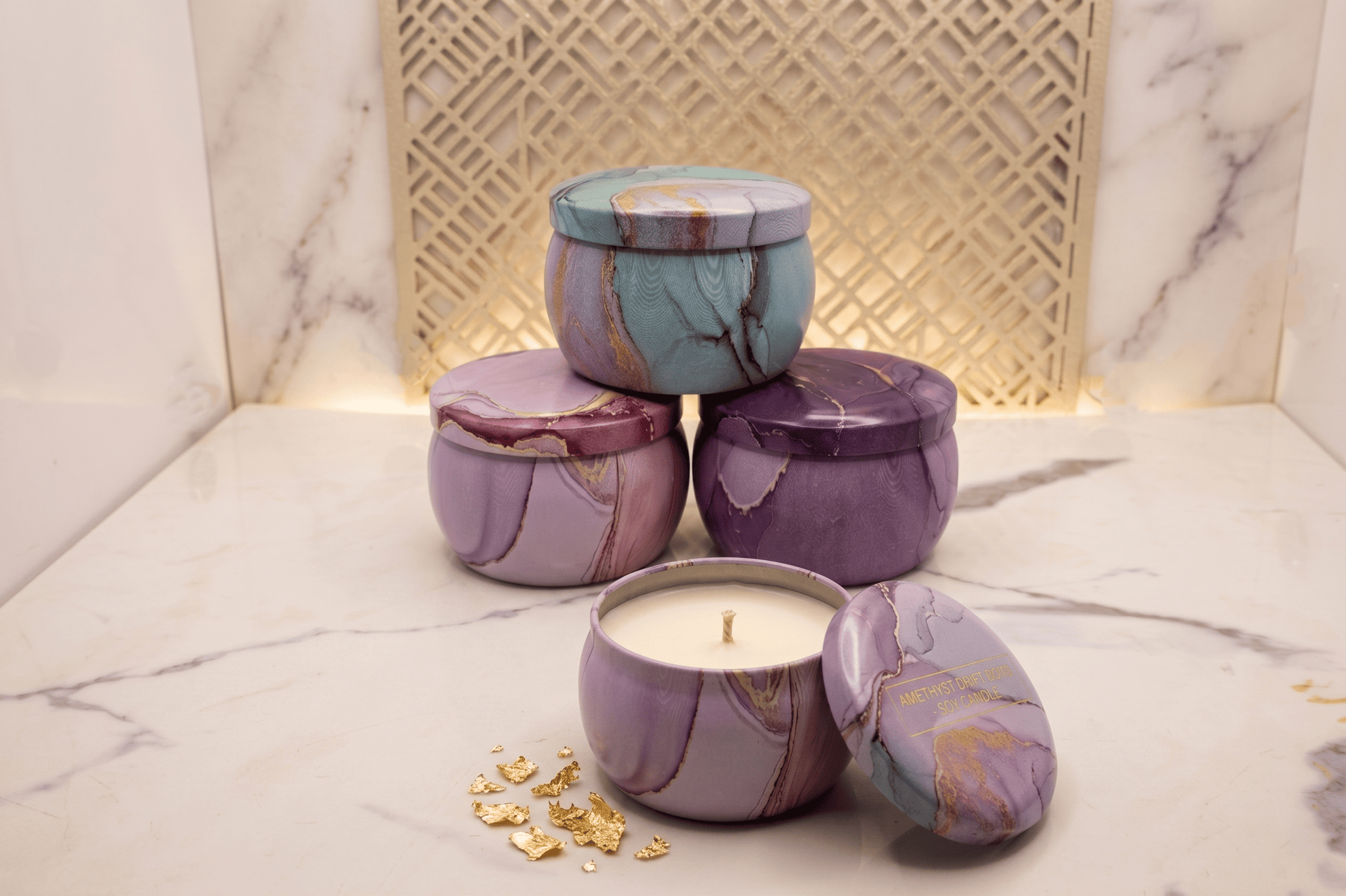 Crafteria 12 pcs Marble Tin Jar