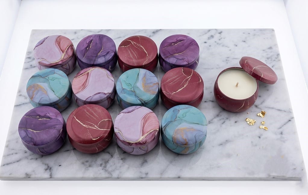 Crafteria 12 pcs Marble Tin Jar